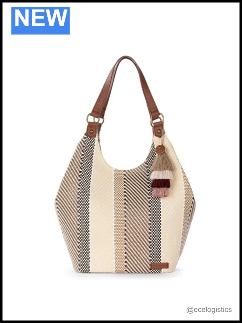 Large Shopper Shoulder Bag Tote with Double Straps & Zipper Pockets